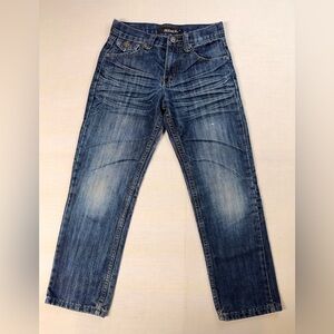 Rebel Jeans Boys Size 10 Dark Wash Denim With Whiskering And Embroidered Pockets